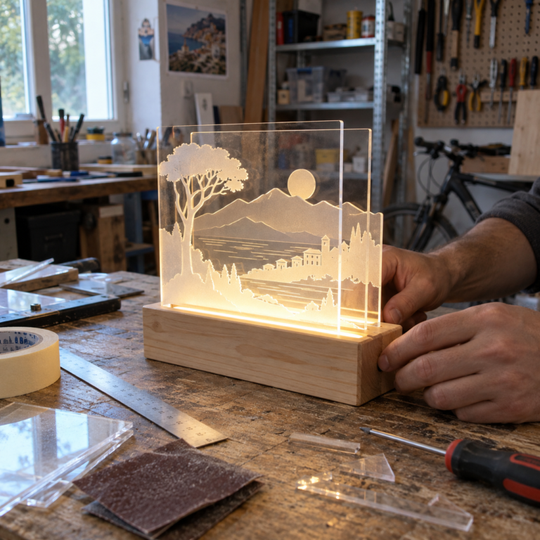 Lámpara decorativa de metacrilato iluminado